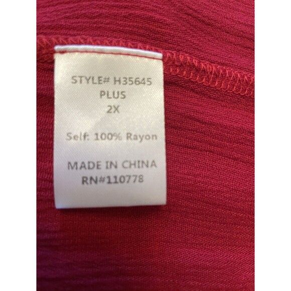 NWT Hazel 3/4 Sleeve Women's Size 2X Open Red Daryle Peasant Top - Picture 10 of 11